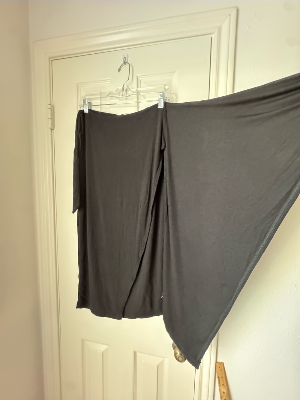 Women's Black Wrap Midi Skirt with Side Tie - Picture 5 of 5